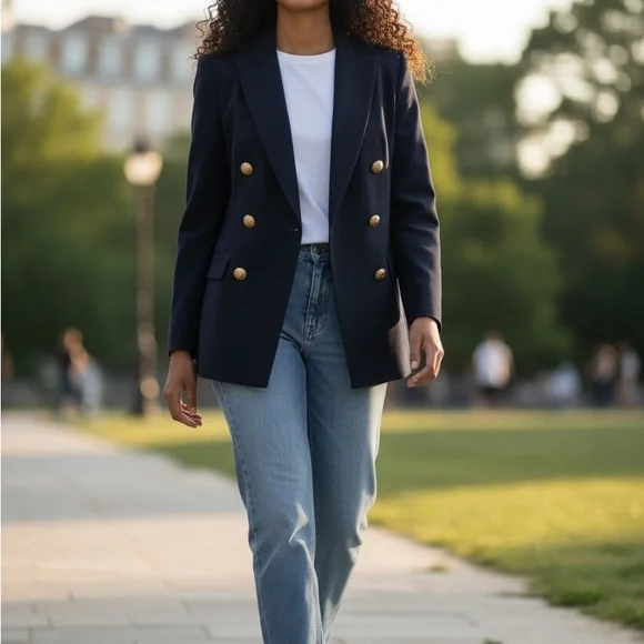 Lauren by Ralph Lauren Women’s Midnight Blue Jacket with Gold Accents size 6 - Picture 2 of 7